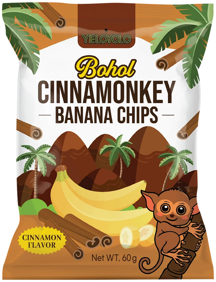 YELOYOLO Bohol Cinnamonkey Banana Chips 60 g package