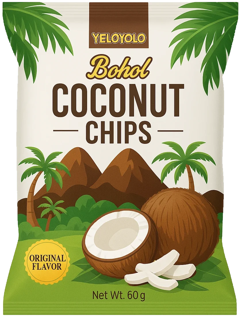 YELOYOLO Bohol Coconut Chips 60 g package